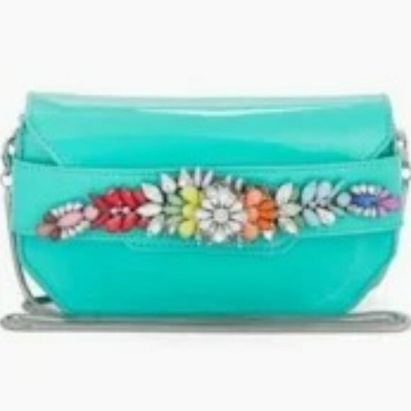 Steve Madden Pauline Embellished Convertible Clutch Color: Turquoise - Picture 1 of 8